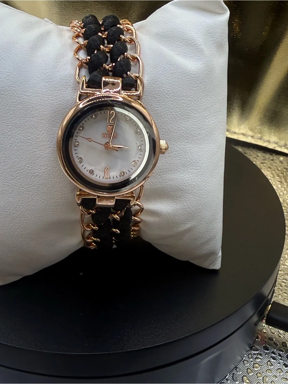 Invicta Rose Gold and Black Women's Chain Braided Bracelet Watch